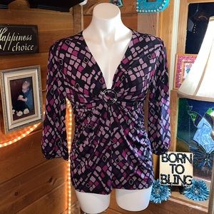 Apt 9 pink/purple sexy low cut top NWOT Petite Lg